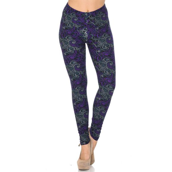 X-Plus Size Buttery Soft Purple Hypnotic Swirl Leggings‎ - Picture 1 of 6